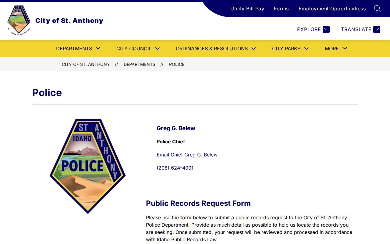 St. Anthony Police Department official page