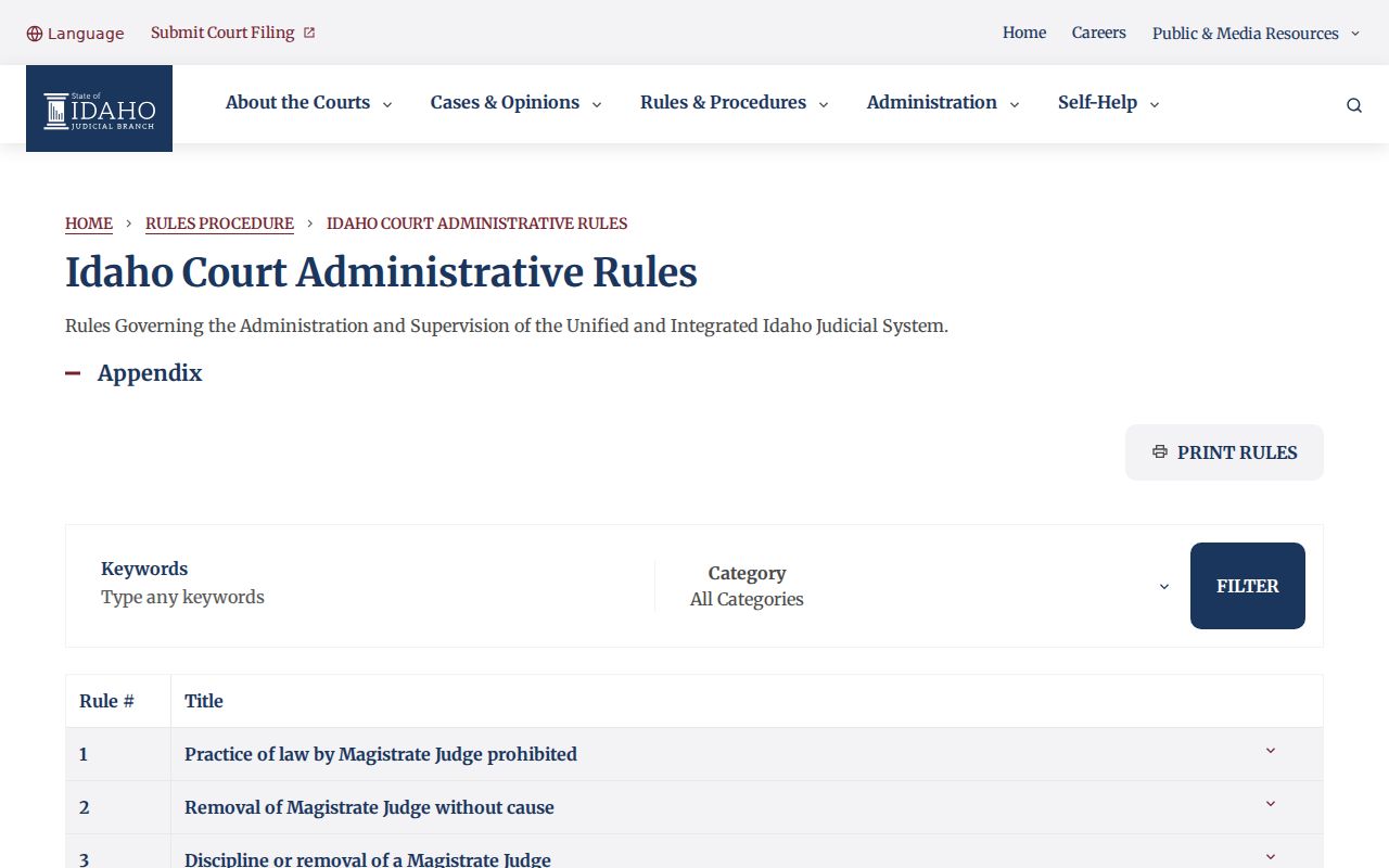 Idaho Court Administrative Rule 32 access guidance