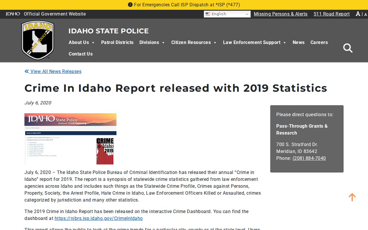 Fremont County criminal history Crime in Idaho reports