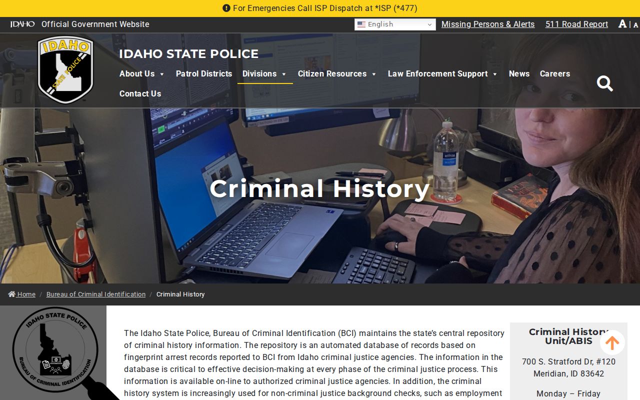 Fremont County criminal record types in the Idaho BCI repository