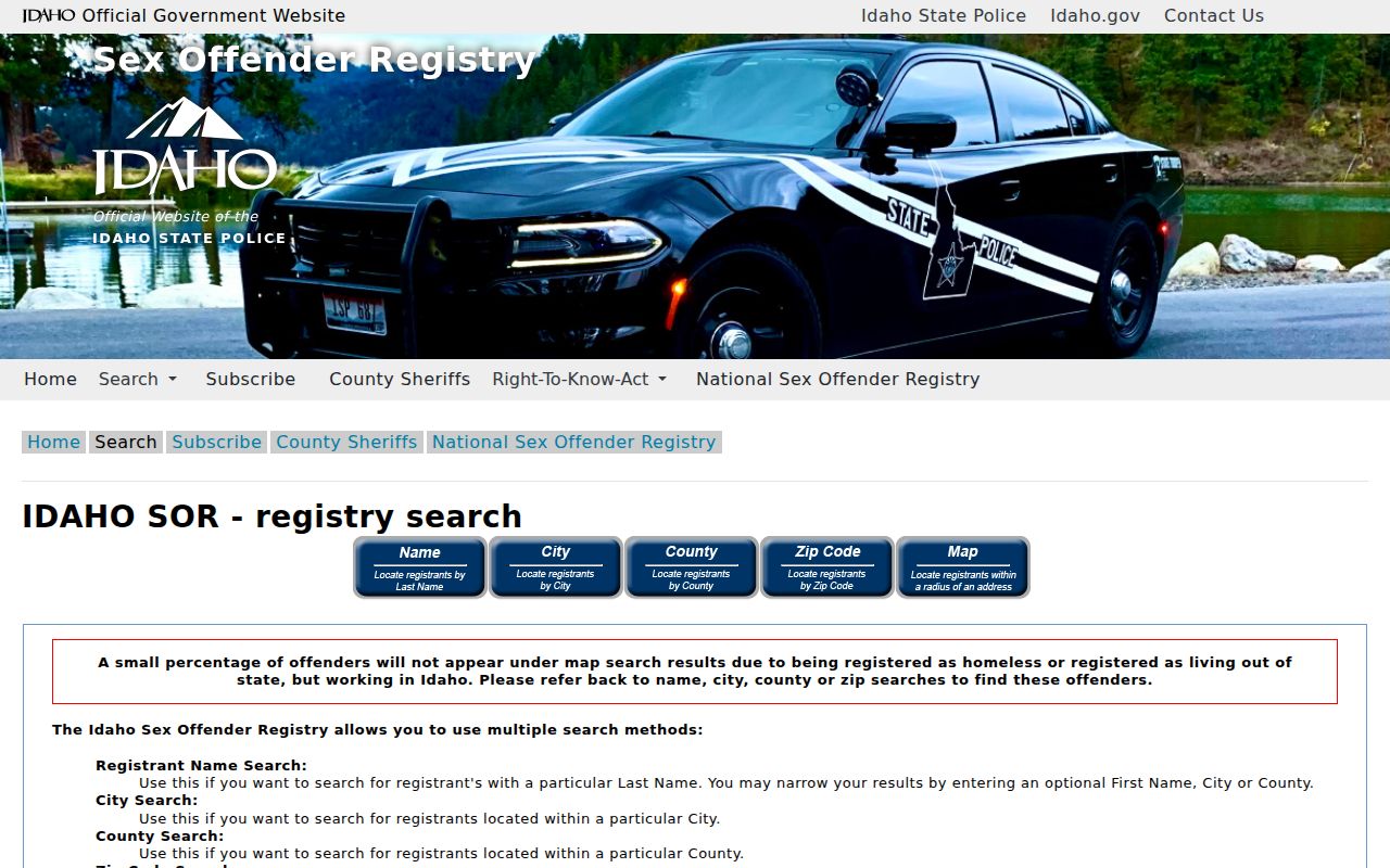 Idaho sex offender registry county search for Fremont County