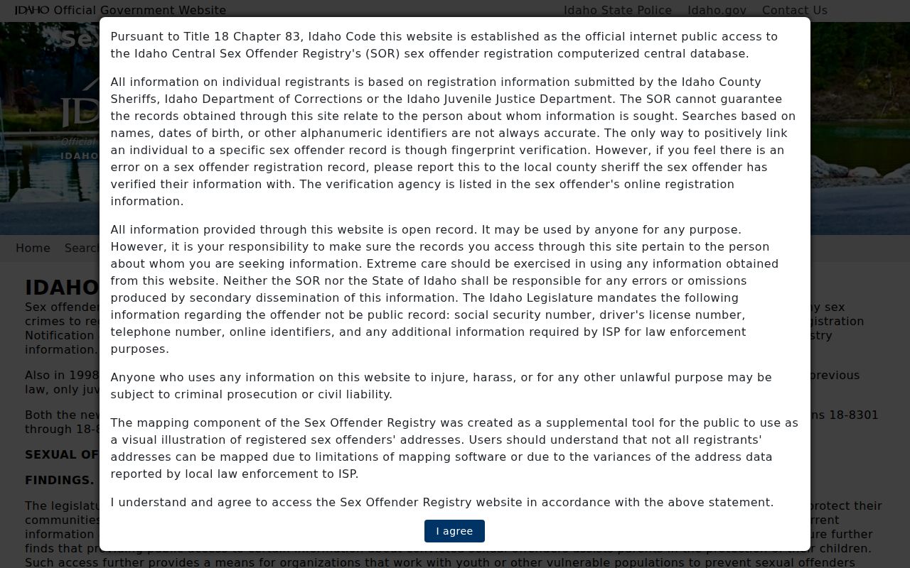 Idaho registry information and profile correction guidance